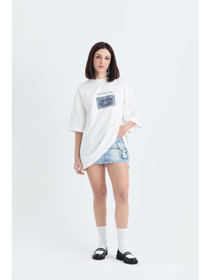 Saw Urbanity Now Manifesto Oversize Tişört Kadın Ekru