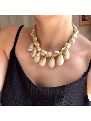 Alice İsstanbul Krem Sallantılı Boncuk Kolye