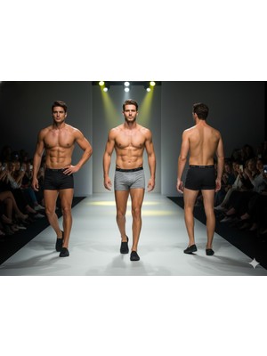 Berrak 4475 Pamuklu Siyah-Gri-Siyah Erkek Boxer 3'lü Paket