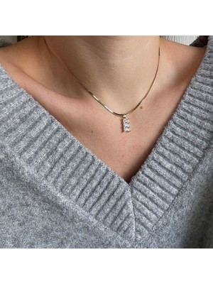 Alice İsstanbul Çelik Italyan Zincirli 3 Baget Taşlı Kolye