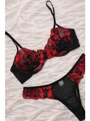 Hama Love Kadın Kırmızı Siyah Iç Çamaşır Takımı