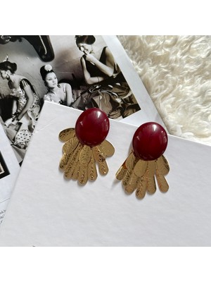 Alice İsstanbul Bordo Amber Küpe