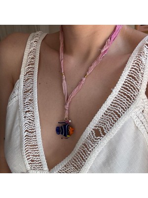 Alice İsstanbul Çelik Cam Murano Balık Kolye