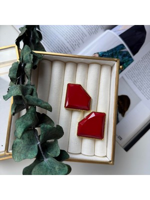 Alice İsstanbul Bordo Tasarım Kare Küpe