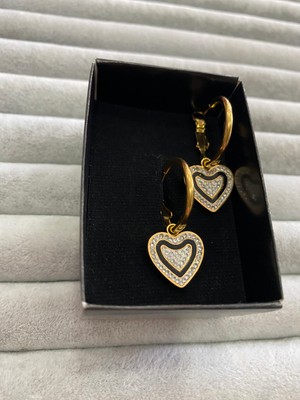 Pink Kalpli Taşlı Çelik Küpe