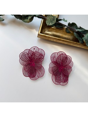 Alice İsstanbul Bordo Tel Çiçek Küpe