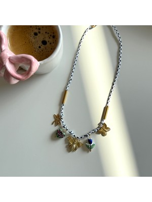 Alice İsstanbul Çelik Seramik Çiçek&arı Charmlı Kolye