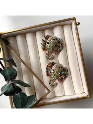 Alice İsstanbul Renkli Taşlı Fil Küpe