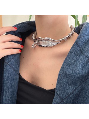 Alice İsstanbul Marka Silver Dudak Choker Kolye