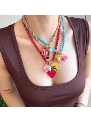 Alice İsstanbul 3lü Renkli Halat Charm Kolye