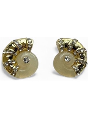 Alice İsstanbul Krem Taşlı Salyangoz Küpe