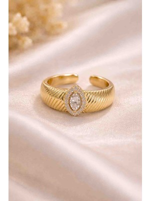 Stainless Steel Ayarlanabilir Çelik Taşlı Yüzük