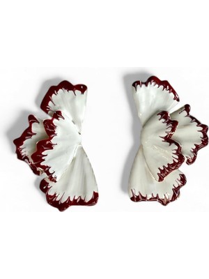 Alice İsstanbul Kenarı Bordo Mineli Yaprak Küpe