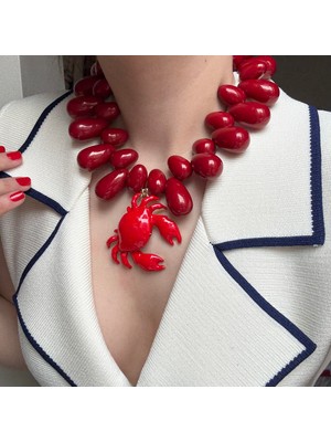 Alice İsstanbul Bordo Boncuklu Yengeç Kolye