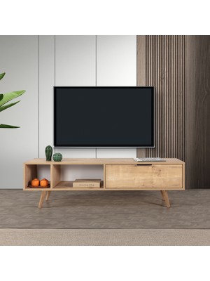 EVMO Home 3642 Venüs Tv Ünitesi 160 cm ( Ahşap Ayaklı , Metal Kulplu ) Safir