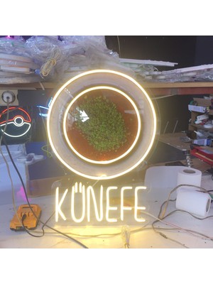 Neonled Künefe Tatlısı Görsel Baskılı Neon LED Figür & Yazı Tabela (36X50 Cm) Dekoratif Aydınlatma