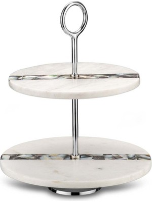 UltraMint Şık 2 Katlı Mermer Servislik, Beyaz, Modern ve Kullanışlı Tasarım