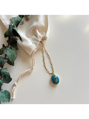 Alice İsstanbul Çelik Turkuaz Istiridye Kapaklı Kolye