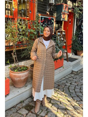 Tuğba Sarı Krem Giy Çık Uzun Kadın Mont