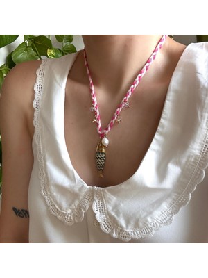 Alice İsstanbul Çelik Pembe Örgü Balık Kolye