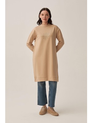 ALLDAY Bej-Pamuklu Taşlı Tunik