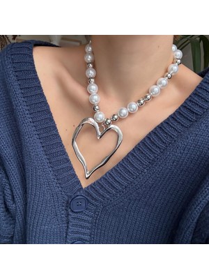 Alice İsstanbul Marka Silver Boncuklu Inci Kalp Kolye