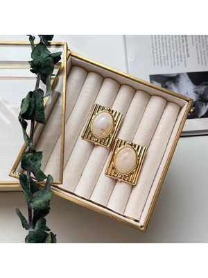 Alice İsstanbul Krem Taşlı Vintage Küpe