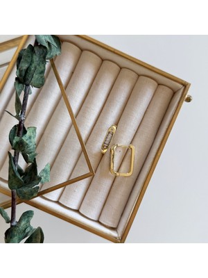 Alice İsstanbul Ortası Baget Taşlı Halka Küpe