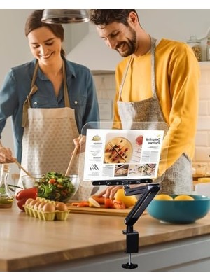 Storemax Ayarlanabilir Masa Kenarı Kitap ve Tablet Standı – 360° Dönebilen, 87.5cm Yükseklik Ayarlı, Kelepçeli Metal Kol, Şeffaf Akrilik Panel, Kitap Okuma, Tablet, iPad ile Uyumlu | P87