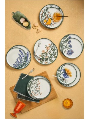 UltraMint Çiçek Bahçesi Pasta ve Servis Tabağı Seti, 12 Parça, Şık ve Zarif Tasarım