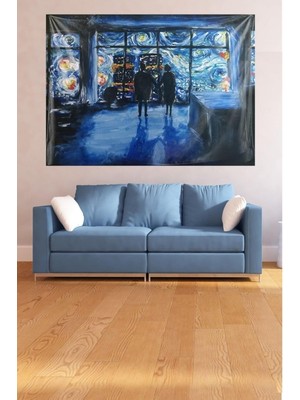 Storemax Pelangi Yıldızlı Geceler Leke Tutmaz Kadife Dokulu Kumaş Duvar Örtüsü Duvar Halısı Tapestry, Lacivert 70 x 100, 859409670100659