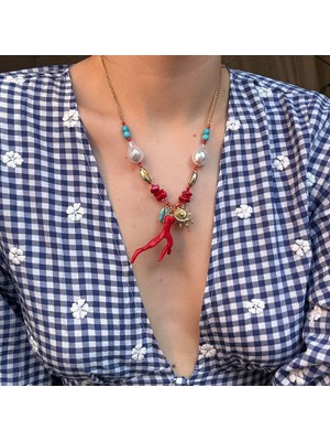 Alice İsstanbul Incili Mercan&deniz Kabuğu Kolye