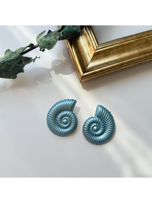 Alice İsstanbul Turkuaz Metalik Görünümlü Salyangoz Küpe