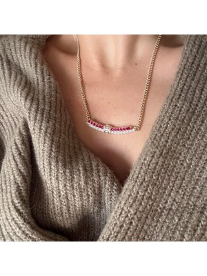 Alice İsstanbul Özel Seri Fuşya Taşlı Kolye