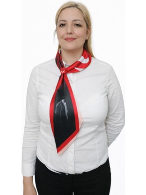Moda Nokta Atatürk Silüetli ve Imzalı Kravat Model Boyun Fuları