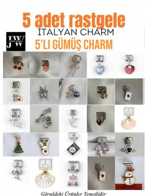 Janra World 5 Adet Rastgele Çelik Italyan Charm 9mm Italyan Charm Bileklik Uyumlu -Sallantılı & Sallantısız