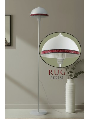 Marrien Luna Rug Tek Ayaklı Beyaz Modern Metal Lambader  Oturma Odası & Yatak Odası & Salon Lambası