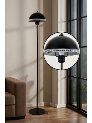 Marrien Luna Luxury Tek Ayaklı Siyah Modern Metal Lambader  Oturma Odası & Yatak Odası & Salon Lambası