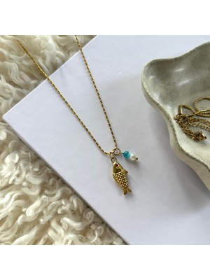 Alice İsstanbul Çelik Boncuklu Balık Kolye