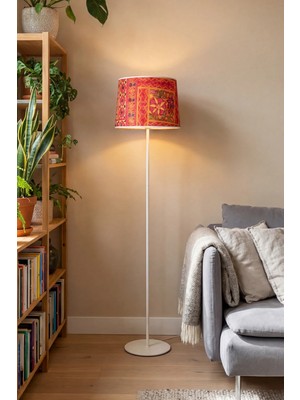 Marrien Cora Tek Ayaklı Krem Metal  Palace Kumaş Lambader  Oturma Odası & Yatak Odası & Salon Lambader