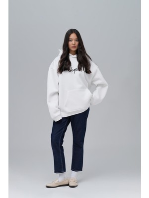Saw Urbanity Frames Of Laughter Oversize Sweatshirt Kadın Ekru