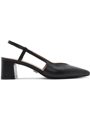 Derimod Kadın Siyah Arkası Açık Topuklu Deri Ayakkabı 26PFD160218