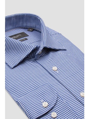 Abbate Marco Twill Pamuklu Slim Fit Lacivert Klasik Yaka Erkek Desenli Gömlek
