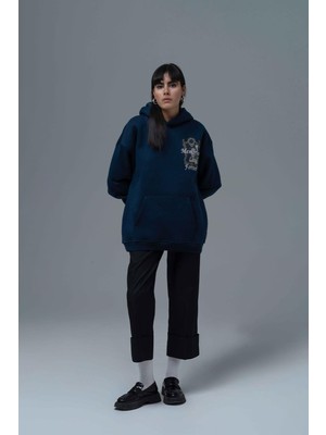 Saw Urbanity Eternal Frame Oversize Sweatshirt Kadın Indigo