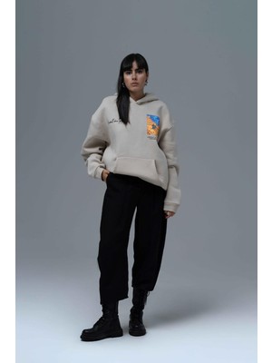 Saw Urbanity Starry Flow Oversize Sweatshirt Kadın Stone