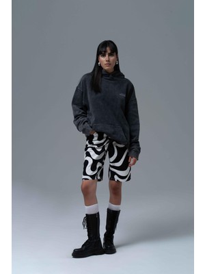 Saw Urbanity Washed Peace Oversize Sweatshirt Kadın Siyah