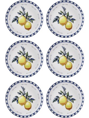 UltraMint Limon Desenli 6'lı Servis Tabağı Seti 26 Cm, Şık ve Zarif Sunumlar