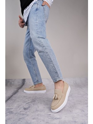 Zapatos SLW153 Bloom Bağcıksız Püsküllü Süet Erkek Günlük Spor Klasik Ayakkabı Sbt - Krem