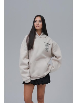 Saw Urbanity Van Gogh Threads Oversize Sweatshirt Kadın Stone