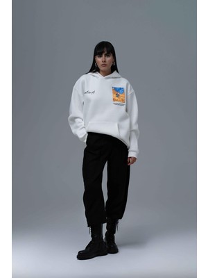 Saw Urbanity Starry Flow Oversize Sweatshirt Kadın Ekru